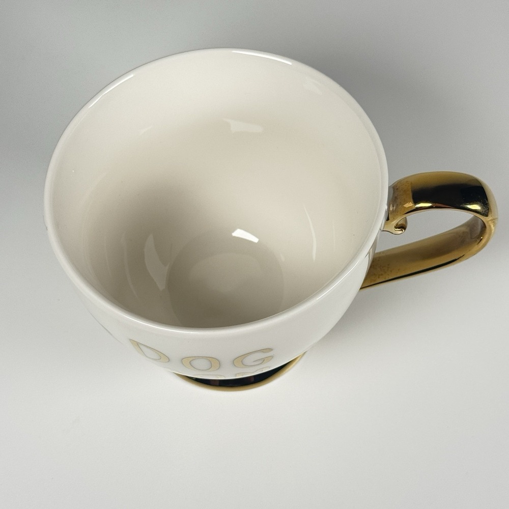 Nanette Lepore Dog Mom Porcelain Coffee Mug White Gold Handle New - Picture 2 of 14